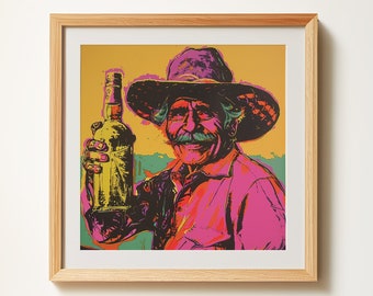 Andy Warhol Mexican Man with Tequila Art Prints, Mexican Art, Poster, Mexico Wall Art, Mexican Decor | Digital Download