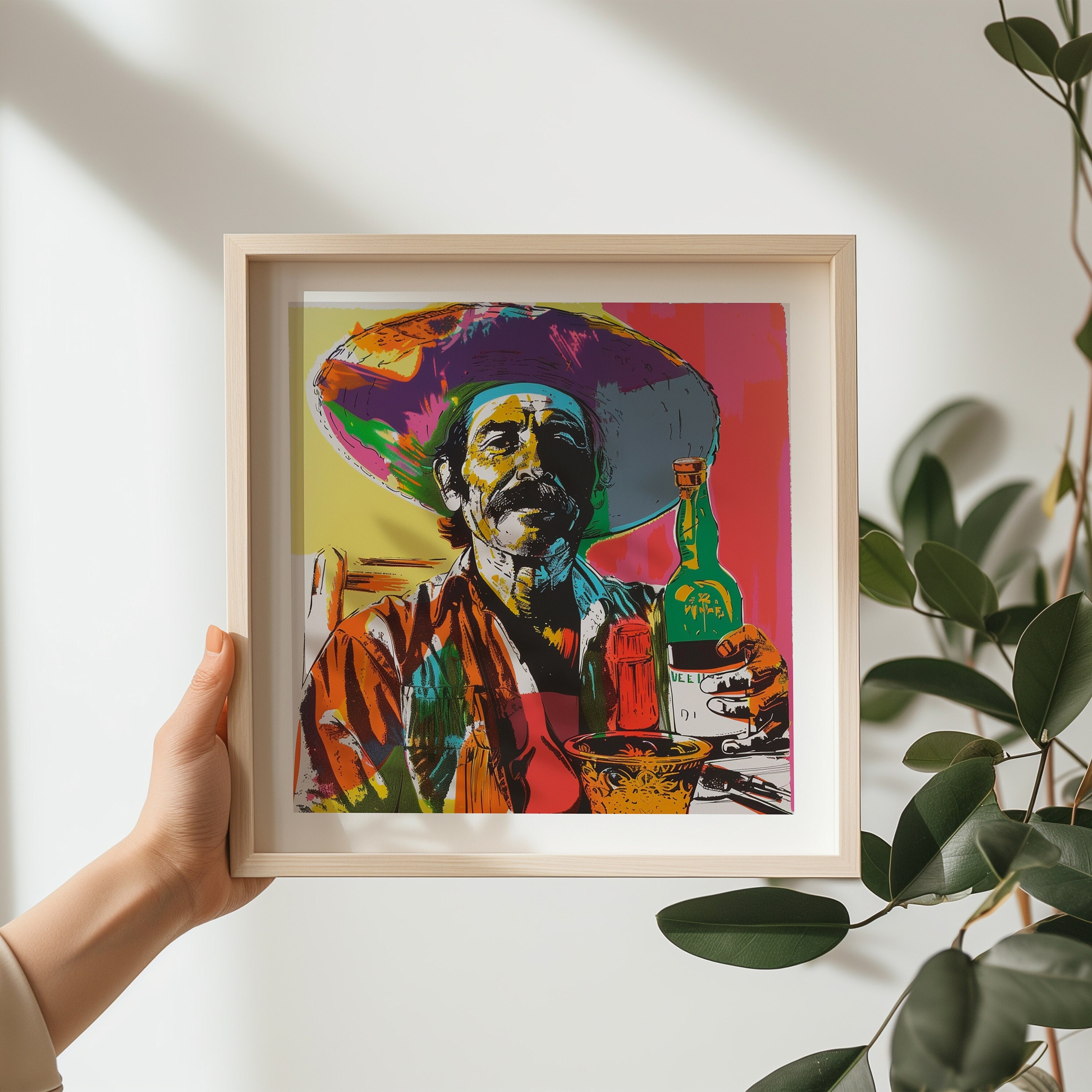 Andy Warhol Mexican Man with Tequila Art Prints, Mexican Art, Poster, Mexico Wall Art, Mexican Decor | Digital Download