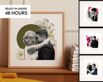 Personalized Anniversary Gift, Personalized Photo, Custom Art Portrait,  Gift For Her, Couple Illustration, Engagement Gift, Mother's Day