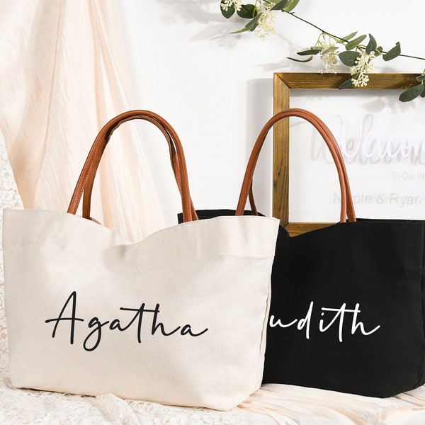 Personalized Bridesmaid Tote Bags, Custom Canvas Tote Bags, Bridal Tote with Name, Beach Tote Bags, Wedding Tote Bags, Bridal Party Gifts