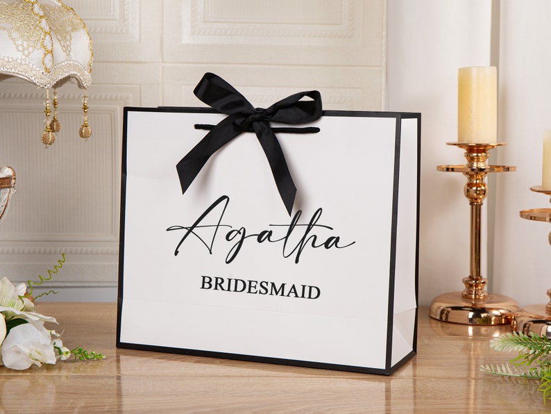 Personalized Gift Bags,Wedding Gift Bags, Bridesmaid Gift Bags,Welcome Gift Bags,Bridal Party Gift Bags,Bachelorette Party,Elegant Gift Bag image 5