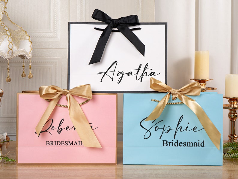 Personalized Gift Bags,Wedding Gift Bags, Bridesmaid Gift Bags,Welcome Gift Bags,Bridal Party Gift Bags,Bachelorette Party,Elegant Gift Bag image 2