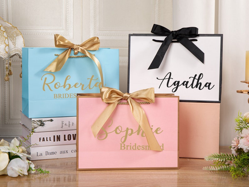 Personalized Gift Bags,Wedding Gift Bags, Bridesmaid Gift Bags,Welcome Gift Bags,Bridal Party Gift Bags,Bachelorette Party,Elegant Gift Bag image 9