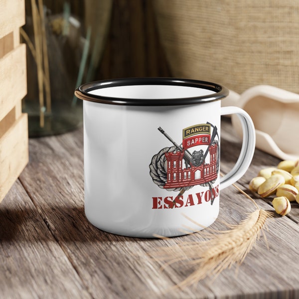 Sapper, Army Engineer, Essayons, Ranger, Army Coffee Mugs, Enamel Camp Cup, Unit Swag, Metal Coffee Cup, Cool, Castle, Let Us Try