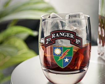 2nd Ranger Battalion, Military Whiskey Glass, Bar Glass, Glass, Bartender Glass, Army Glass, Whiskey glasses, Special Operations,