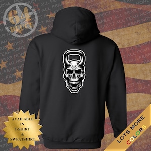 Skull Kettlebell Hoodie, Hooded Sweatshirt, Graphic Hoodie, Sports Apparel, Gym Gifts, Gym Hoodie, Gym Sweatshirts, Comfortable, Durable