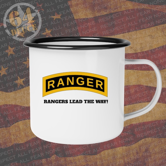 1st Ranger Battalion, 12oz Custom Enamel Mug, Army Gifts, Army Coffee Mugs,  Enamel Camp Cup, Ranger, Camp Cup, Soldiers Coffee Cup, Cool Mug