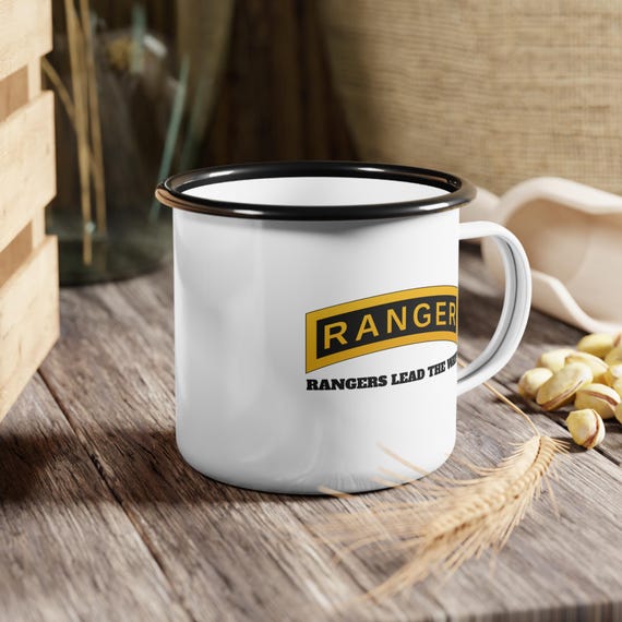 1st Ranger Battalion, 12oz Custom Enamel Mug, Army Gifts, Army Coffee Mugs,  Enamel Camp Cup, Ranger, Camp Cup, Soldiers Coffee Cup, Cool Mug