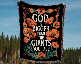 Christian Woven Blanket, Floral Scripture Throw, Faith Gift