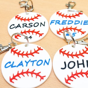 Personalisierter Baseball-Taschenanhänger - Lebendige, individuell angefertigte mit Spieler-Info - Ideal für Sporttaschenidentität - TEAM-RABATT VERFÜGBAR!!!