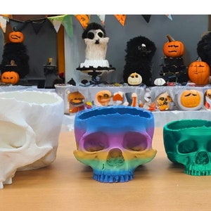 Skull Candy Bowl: Halloween Decor, Spooky Gift - 3D Printed - Plantar