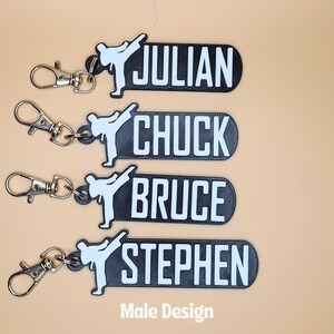 Taekwondo - Karate Keychain - Customizable Bag Tag, Unique Martial Arts Gift Available in Vibrant Belt Colors Male and Female Tags available