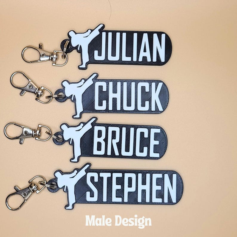 Taekwondo - Karate Keychain - Customizable Bag Tag, Unique Martial Arts Gift Available in Vibrant Belt Colors Male and Female Tags available