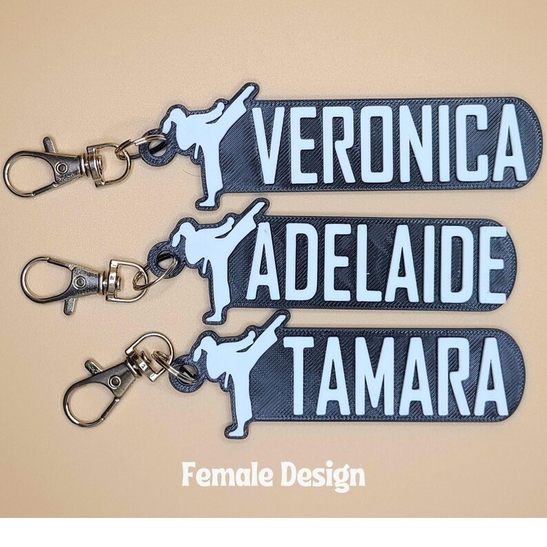 Taekwondo - Karate Keychain - Customizable Bag Tag, Unique Martial Arts Gift Available in Vibrant Belt Colors Male and Female Tags available