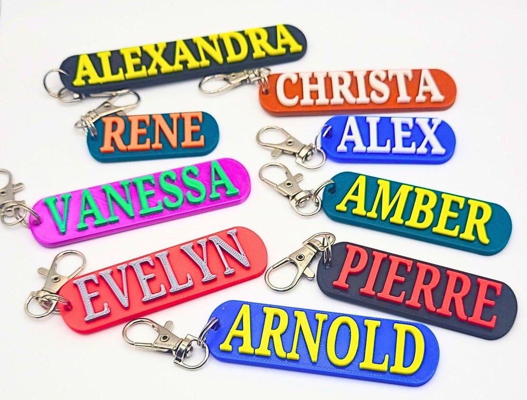 3D Printed Name Keychain: Custom Bag Tag, Personalized Key Ring - Etsy