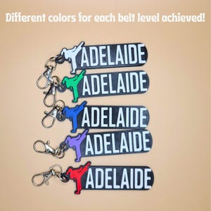 Taekwondo - Karate Keychain - Customizable Bag Tag, Unique Martial Arts Gift Available in Vibrant Belt Colors Male and Female Tags available