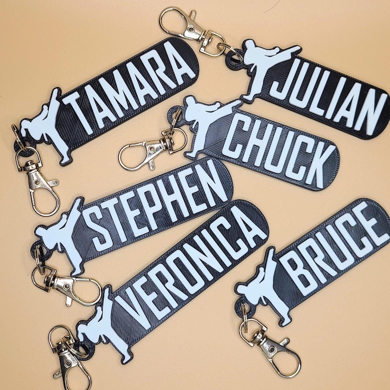 Taekwondo - Karate Keychain - Customizable Bag Tag, Unique Martial Arts Gift Available in Vibrant Belt Colors - TEAM DISCOUNTS!