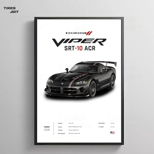 Dodge Viper SRT-10 ACR 2008, Muscle Cars, Sports car, Digital File for Car Poster, Car Art Print, Home Wall Decor / Tires Art