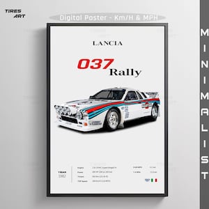 Lancia 037 Rally, Rally Motorsports Group B Cars Sports Racing Minimalist Poster Art Print, Home Wall Decor | Instant Digital Download |