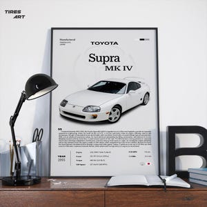 Toyota Supra A80 MK4 MKIV Poster, JDM Classic Sports Car Street Tuning Car Art Print, Home Wall Decor | Instant Download | Digital File PNG