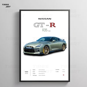 Nissan GTR R35 T-Spec Luxury Supercar Sports cars Digital File for Car Poster Car Specs Art Print Home Wall Decor / Tires Art