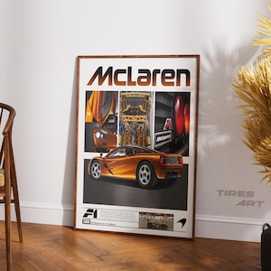 McLaren F1, sportwagen, retro auto poster, esthetische populaire supercar Art Print, digitaal bestand, Home Garage Wall Room Decor Instant Download