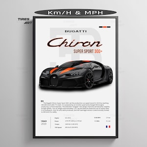 Bugatti Chiron Super Sport 300+, Luxury Supercar Sports cars Car Poster Art Print Home Wall Decor | Instant Download | Digital File PNG