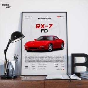 Mazda RX-7 Fd Efini Poster, JDM Classic Sports Car Street Tuning Car Art Print, Home Wall Decor | Instant Download | Digital File PNG