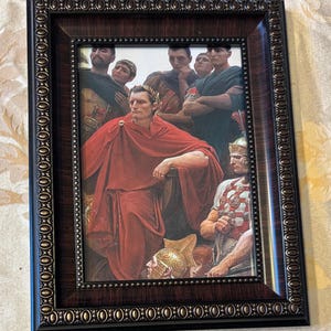 Gaius Julius Caesar after the Battle of Alesia: Vercingetorix throws down his arms at the feet of Julius Caesar Framed 5x7 Photo