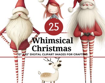 Grillige kerst clipart, kerst png, kerstgraphics, kerst vector, digitale download, kerstman, elfen, rendieren, vakantie clipart