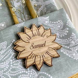 Segnaposto personalizzato con girasole, decorazione per tavolo da matrimonio, segnaposto, numero del tavolo per festa in giardino con girasole