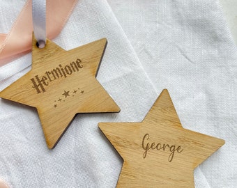 Stervormige gepersonaliseerde bruiloft feestelijke couvert|Houten lasertafel decor|placecard|Plaatsnamen bulk bestelling|Bruiloft kerst gunst