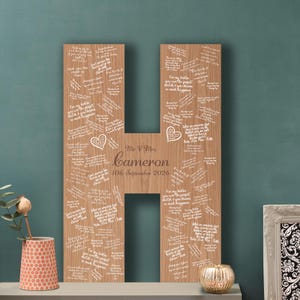 Hochzeitsgästebuch Alternative. Große Holz Initiale für Hochzeitsgäste zum Unterschreiben. Perfekt für zu Hause ausstellen. Holz Namensschild Buchstaben