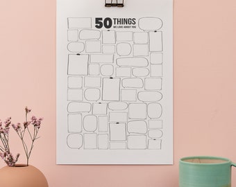 Téléchargement numérique de 50 choses que nous aimons chez vous | Poster 50e anniversaire à télécharger. Livre d'or alternatif Cadeau de décoration pour 50e anniversaire.