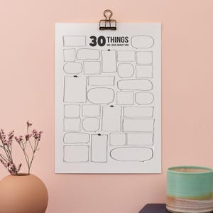 30 Things We Love About You digital download 30th poster print. Print ready download. Guestbook 30th birthday gift. 30th birthday decoration