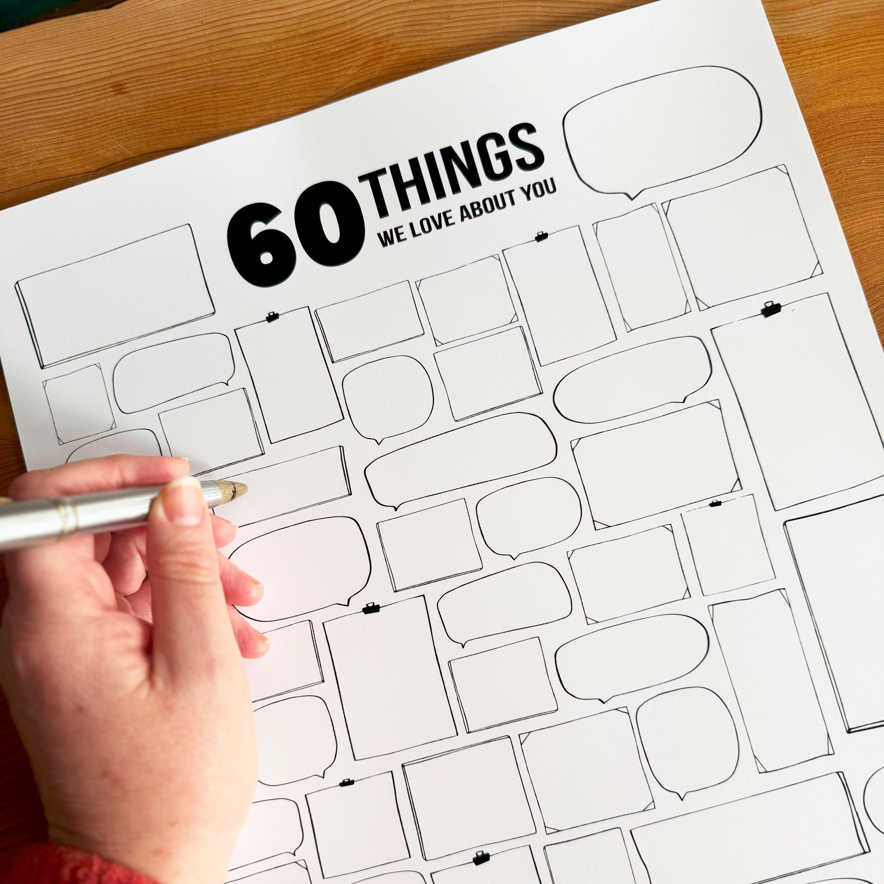 60 Things We Love About You Digital Download 60th Poster Print. Print ...