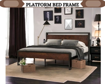 Solid Modern Platform Bed Frame, Modern Low Bed Frame for Bedroom, King and Queen Size Platform Bed, Montessori Style Floor Bed Frame