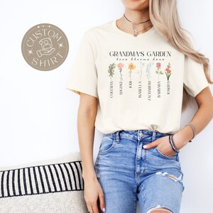 Grandma Shirt with Custom Birth Flowers and Names Mothers Day Gift Unique Mom Gift, Personalized Birthday Gift, Grandchild Custom Mama Shirt