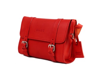 Leather Messenger In Cuoio Red Mod 134