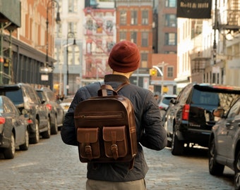 Leather Backpack Dark Brown Mod 136