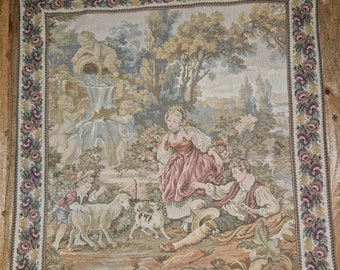 Vintage French Tapestry Wall Hanging ( L 84cm x W 74 )