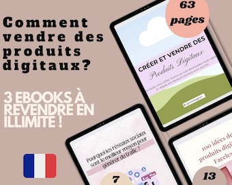 3 EBOOKS PERSONNALISABLES pour savoir comment vendre des produits digitaux ? 100% de droit de revente