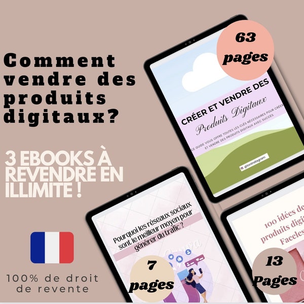 3 EBOOKS PERSONNALISABLES pour savoir comment vendre des produits digitaux ? 100% de droit de revente