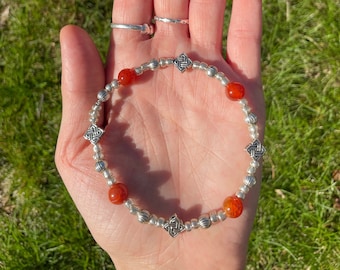 Natural Beachy Milky Orange Glass Beaded Bracelet