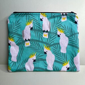 Everyday Essentials Zipper Pouch – Cute & Durable Travel Bag for Makeup, Pens, or Crafts - Parrot zipper bag - Parrot lover bag - Green bag