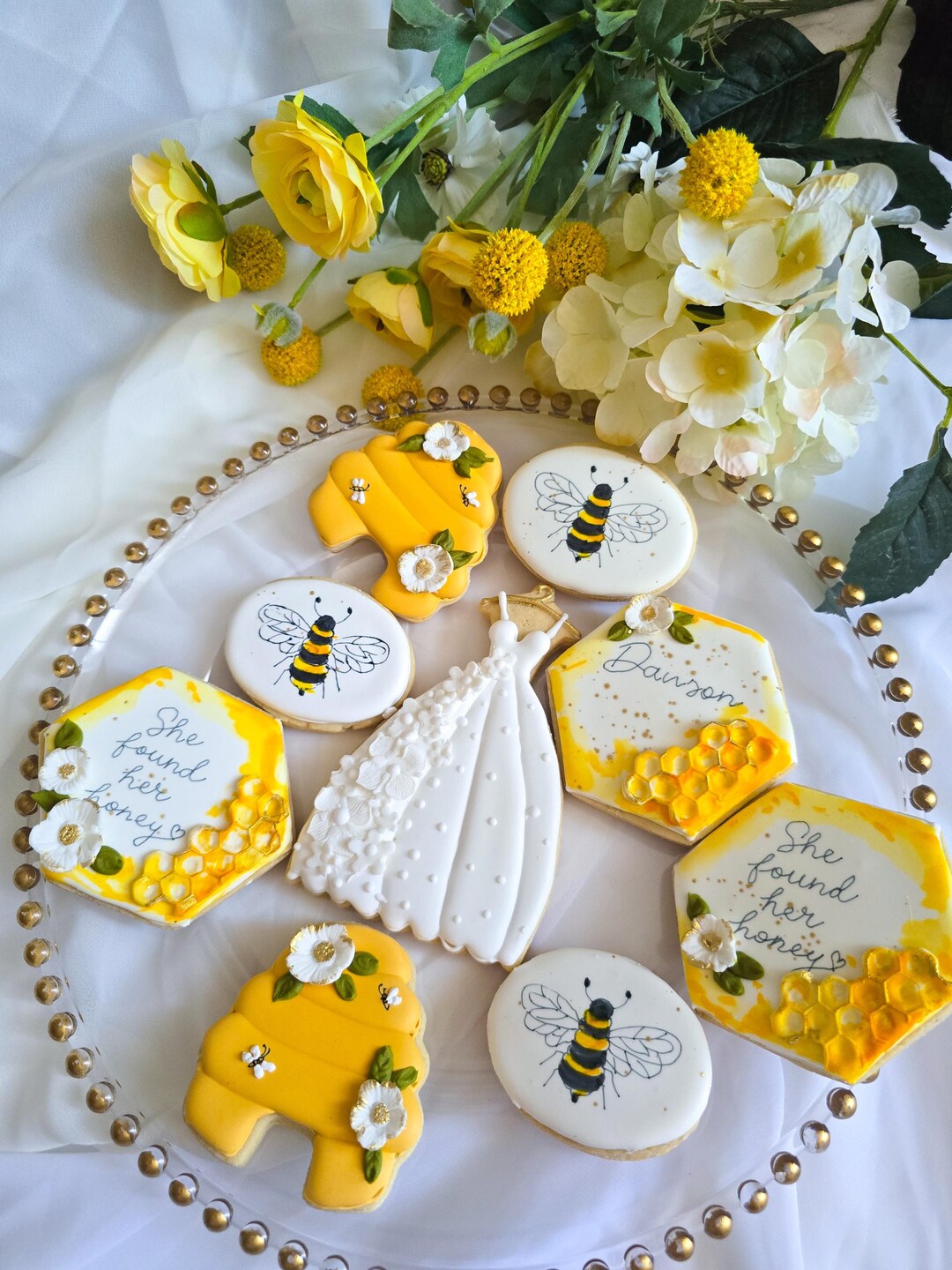 Bride to Bee Cookies Bridal Shower Bee Mine Honey Bees Custom Order 2 ...