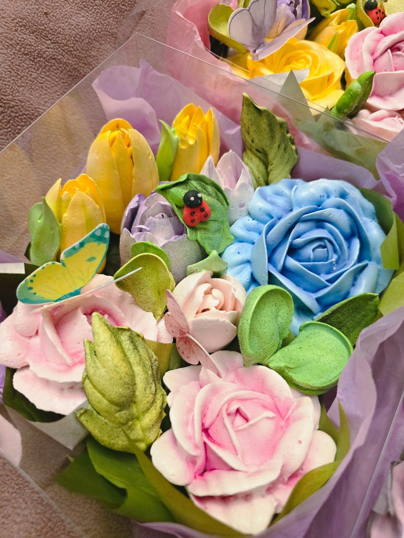 Zephir Flower Bouquet, Marshmallow Flower Gift Box, Edible Floral Dessert, Zephyr florals, Unique Sweet Gift, Handmade Meringue Flower image 4