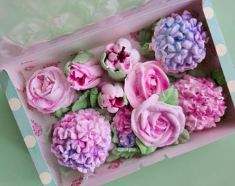 Marshmallow Zephyr Flowers Rose Hydrangea Tulips Adorable Present