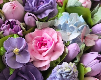 Edible Marshmallow Flower Bouquet Gift for Mom | Zephyr Flowers in Box | Birthday & Anniversary Present