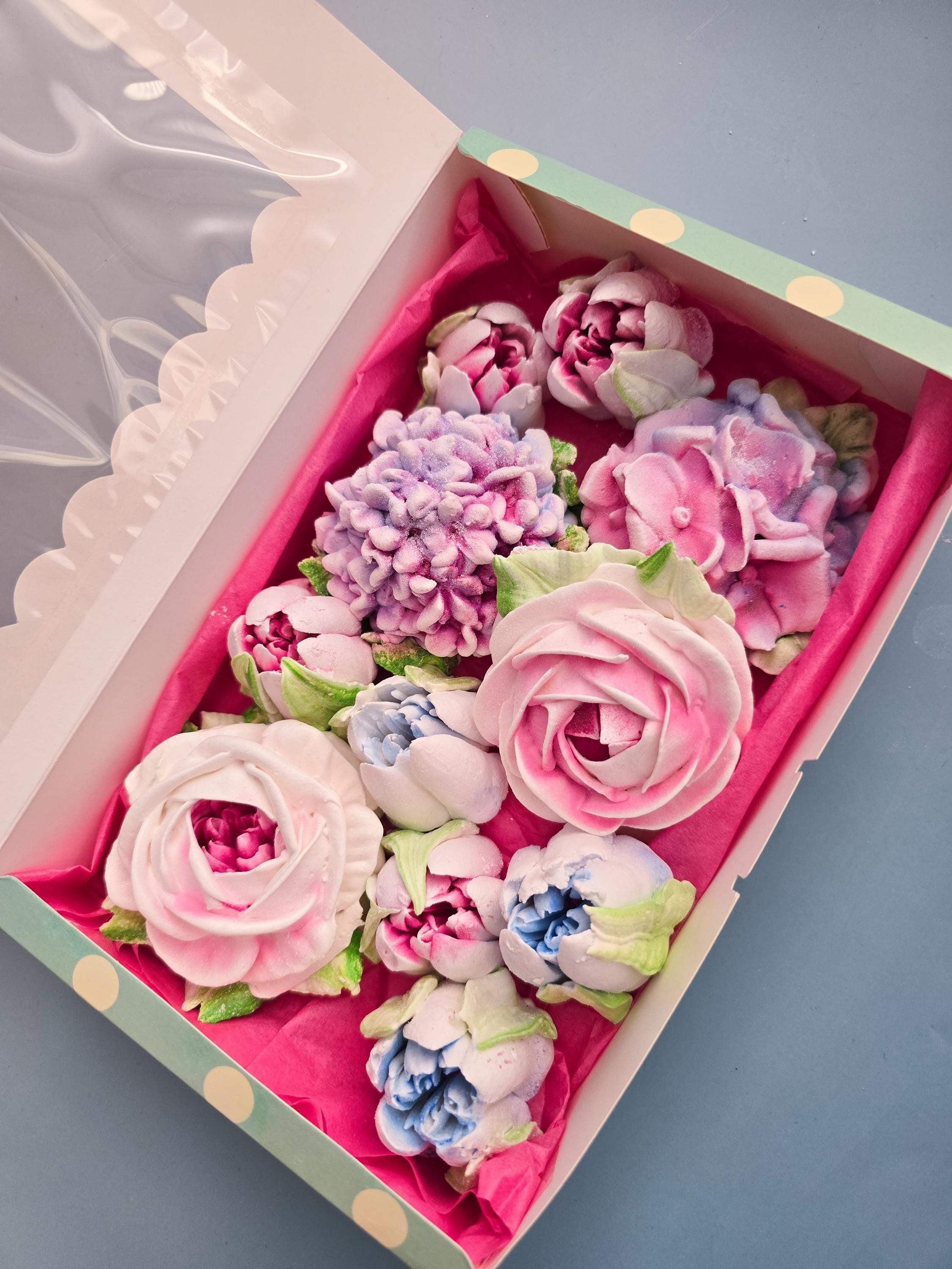 Marshmallow Zephyr Flowers Rose Hydrangea Tulips Adorable Present